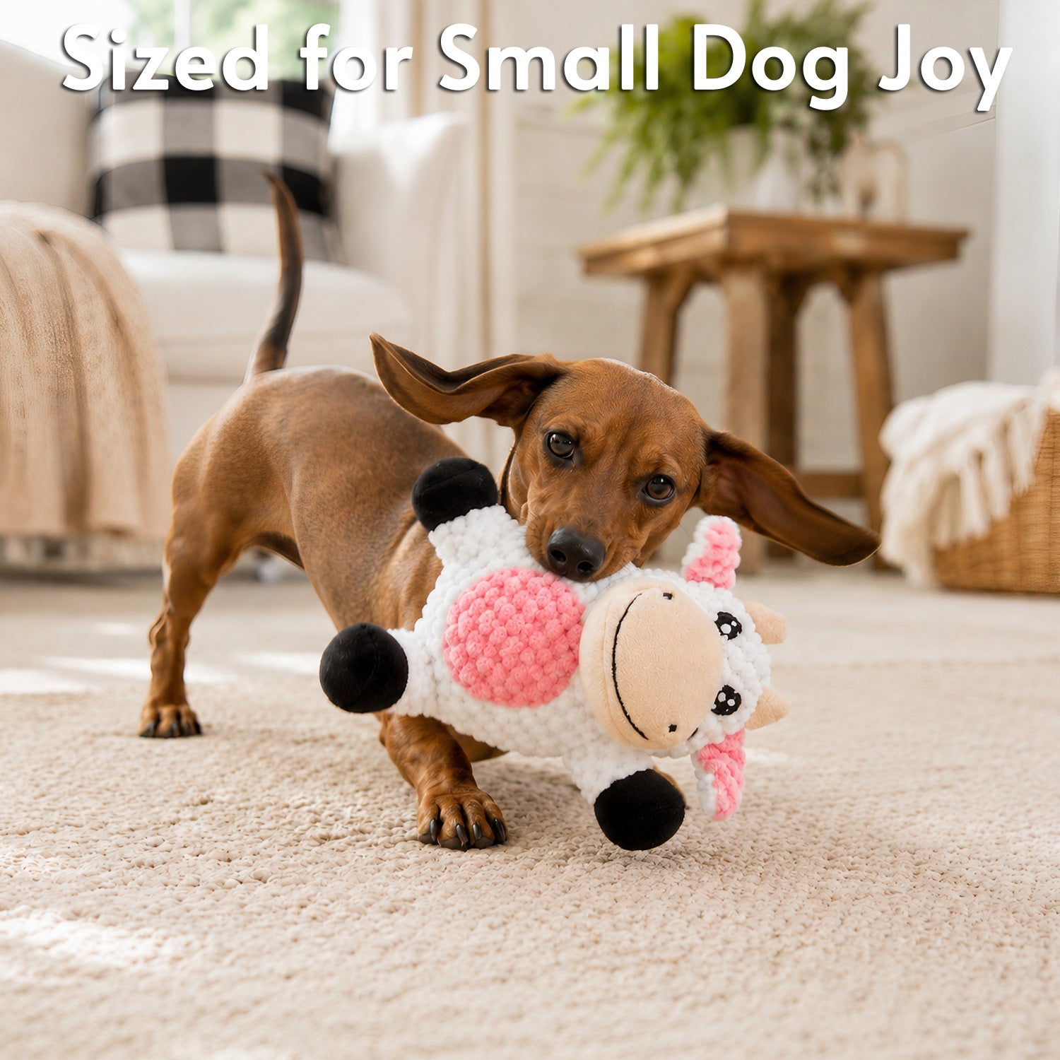 Glory To Dog Barnyard Cow Plush and Squeaker Dog Toy