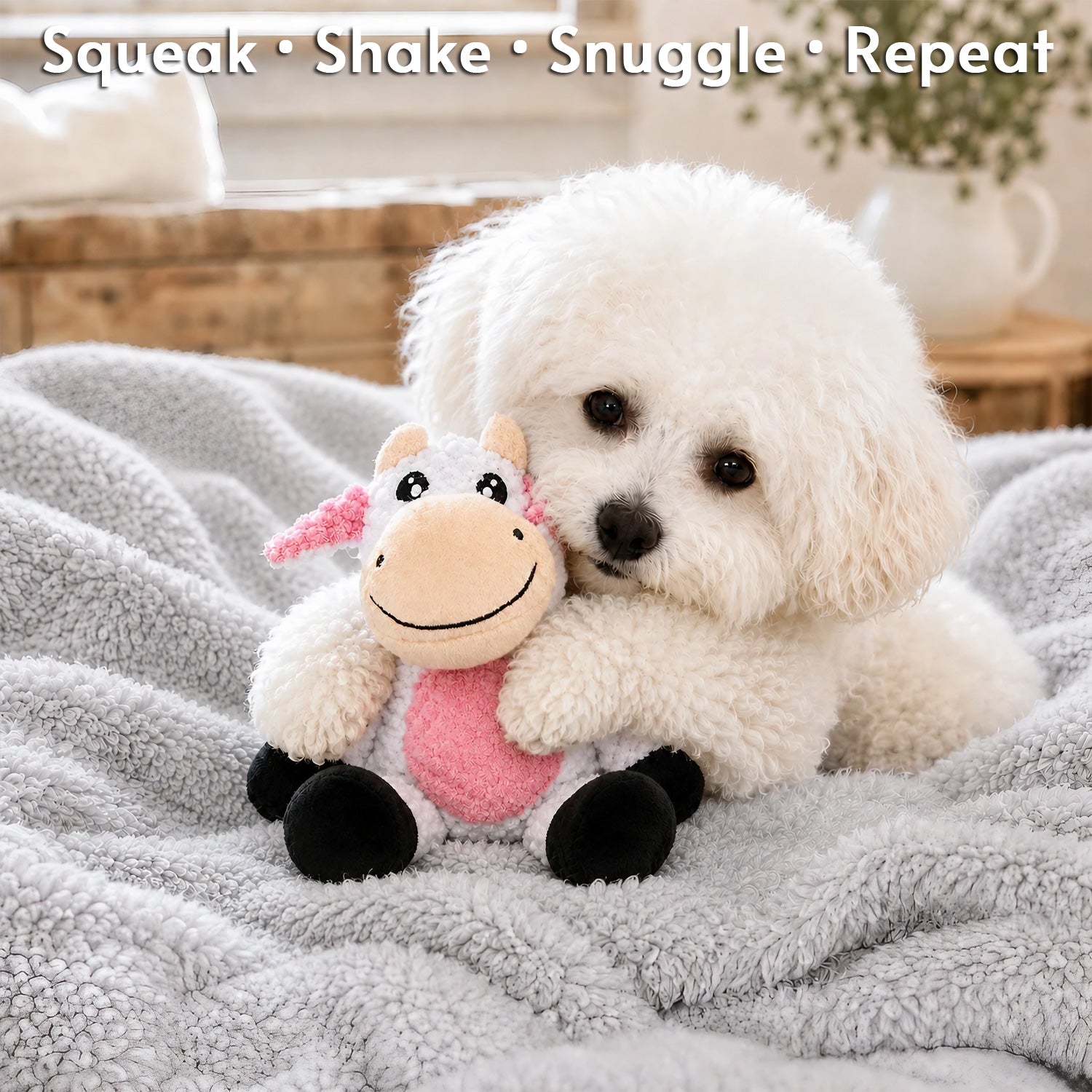Glory To Dog Barnyard Cow Plush and Squeaker Dog Toy